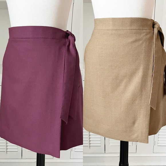 J. Crew Dresses & Skirts - J. Crew Burgundy and Camel Flannel Wool Wrap Skirts Bundle Size 10